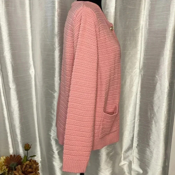 Halife Women’s Large Pink Acrylic Knit Button Up Cardigan Sweater - Picture 2 of 8